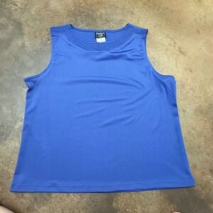 Southern Lady Petite Blue Sleeveless Tank Top Textured Neckline XL/P